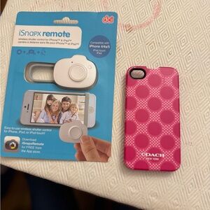 Coach Pink Dot iPhone 4S Case & iSNAPX remote wireless shutter control accessory